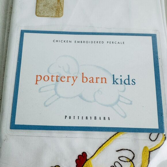 Pottery Barn Kids Chicken Embroidered Percale Crib Sham Nursery Cotton New - Picture 2 of 5